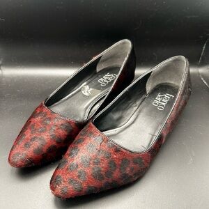 Franco Sarto Black and Red Leopard Flats
